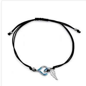*SS SILVER with Blue Opal Heart and SS Wing